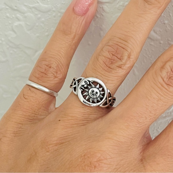 Sterling silver Celtic sun and moon ring, sun ring, moon ring, celtic ring - Picture 5 of 11